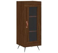mtlskopl Buffet Meuble de Rangement Bas avec Porte en Verre Armoire de Salon Cuisine ou Entrée Commode Étroite en Bois d'Ingénierie et Métal Chêne Marron 34,5 x 34 x 90 cm
