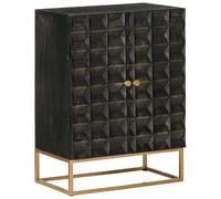 mtlskopl Buffet noir - 55 x 34 x 75 cm - Commode en bois massif de mangue et fer - Armoire de salon industrielle avec pieds stables - Petite armoire d'appoint pour couloir et salon