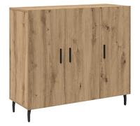 mtlskopl Buffet Salle à Manger 90x34x80 cm, Commode de Salon en Bois d'Ingénierie avec 3 Portes, Meuble Bas de Rangement Rectangulaire pour Entrée et Séjour, Chêne Artisanal
