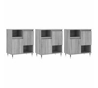 mtlskopl Buffet Salon 3 Pièces Bahut Meuble de Rangement en Bois d'Ingénierie et Métal Meuble Bas Enfilade pour Salle à Manger Entrée Bureau Sonoma Gris 180 x 35 x 70 cm