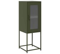 mtlskopl Buffet Vert Olive 36x39x107 cm, Meuble de Rangement en Acier Laminé à Froid avec Pieds en Métal, Armoire de Rangement avec Poignées pour Salon, Entrée et Bureau