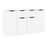mtlskopl Buffets 3 pcs Blanc Bois d'Ingénierie, Meuble de Rangement pour Salon et Salle à Manger, Enfilade Moderne avec 6 Compartiments et 1 Tiroir, Armoires et Bahut d'Appoint