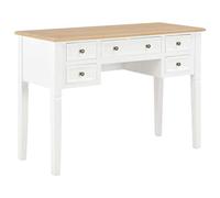 mtlskopl Bureau de Travail en Bois et MDF avec 5 Tiroirs 109,5 cm | Table console élégante blanche et marron avec grand espace de rangement pour chambre et bureau à domicile.