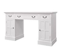 mtlskopl Bureau secrétaire en bois de pin MDF blanc 140 x 48 cm | Élégante table console pour chambre à coucher avec beaucoup d'espace de rangement grâce aux tiroirs pratiques et aux grands
