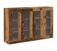 mtlskopl Cabinets Muraux Lot de 2 Bois Ancien, Armoire Suspendue en Bois d'Ingénierie avec Portes en Verre pour Rangement Cuisine et Salon, 69,5 x 34 x 90 cm