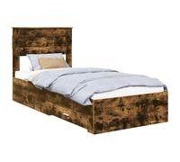 mtlskopl Cadre de lit 100 x 200 cm - Chêne fumé - Coffre de rangement moderne avec sommier à lattes et tiroirs - Chambre d'adolescent - Pour chambre à coucher et chambre d'amis