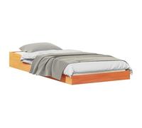 mtlskopl Cadre de lit 100 x 220 cm en pin massif - Lit à plateforme moderne - 100 x 220 cm - Lit futon stable en bois - Marron ciré