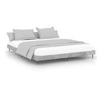 mtlskopl Cadre de lit 120 x 200 cm en gris béton - Lit futon solide en bois et métal - Lit double moderne avec sommier à lattes pour chambre à coucher et chambres d'amis