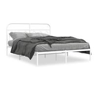 mtlskopl Cadre de lit 140 x 200 cm en métal blanc avec tête de lit et sommier à lattes, cadre double stable en acier pour matelas, lit d'appoint, lit d'invité, lit d'adolescent, pour chambre à coucher