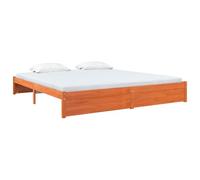 mtlskopl Cadre de lit 180 x 200 cm en bois de pin massif - Lit en bois stable marron ciré pour matelas super king size, lit futon moderne et lit double avec sommier à lattes pour chambre à coucher