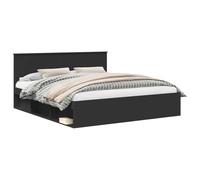mtlskopl Cadre de lit 180 x 200 cm en matériau dérivé du bois noir avec tête de lit - Design moderne - Cadre de lit robuste pour chambre à coucher, chambre d'adolescent, chambre d'amis