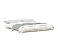 mtlskopl Cadre de lit 200 x 220 cm, blanc, lit à plateforme moderne en pin massif, cadre de lit minimaliste pour matelas double, cadre de lit futon stable en bois pour chambre à coucher