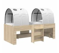 mtlskopl Cadre de lit 3 pièces avec tunnel, cadre de lit surélevé en bois, lit fonctionnel peu encombrant, cadre de lit stable pour chambre à coucher, 203 x 101 x 68,5 cm, chêne Sonoma blanc
