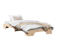 mtlskopl Cadre de lit 80 x 200 cm en pin massif, lit futon moderne et lit en bois solide naturel, lit simple compact avec sommier à lattes fixe pour chambre à coucher et chambres d'amis