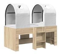 mtlskopl Cadre de lit avec tunnel 3 pièces. Cadre de lit mezzanine en chêne Sonoma et blanc, lit en bois 163 x 101 x 68,5 cm, lit fonctionnel moderne avec espace de rangement pour la chambre à coucher