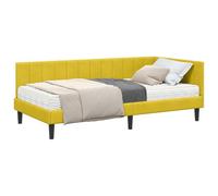 mtlskopl Cadre de lit d'angle, avec matelas, 194 x 94 x 72 cm, en velours jaune, design moderne, robuste, cadre en bois, lit simple court, pour petit appartement, chambre d'adolescent, coin d'hôtes
