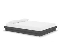 mtlskopl Cadre de lit en bois massif gris - 135 x 190 cm - Cadre de lit double en pin - Lit double avec sommier à lattes pour chambre à coucher et chambre d'amis, lit futon moderne plat