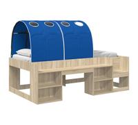 mtlskopl Cadre de Lit Moderne avec Rangement Chêne Sonoma et Bleu | Mobilier élégant pour chambre d'adulte ou d'ado avec étagères intégrées et sommier à lattes rigide.