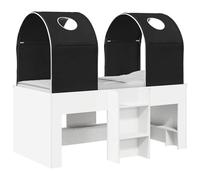mtlskopl Cadre de lit moderne avec tunnel 4 pièces - Lit double en bois - Lit à angle droit pour 2 personnes jusqu'à 120 kg - Meuble de chambre élégant - Blanc et noir