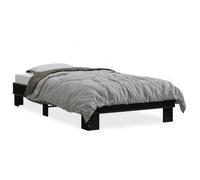 mtlskopl Cadre de lit simple noir 90 x 190 cm, en bois et métal, lit pour adolescent stable avec sommier à lattes, pour chambre à coucher et chambre d'amis, cadre de lit simple compact moderne