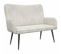 mtlskopl Canapé 2 places crème, petit canapé en velours pour salon et chambre à coucher, causeuse moderne avec structure en métal, banc rembourré avec accoudoirs, 115 x 61 x 87 cm
