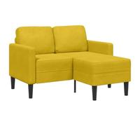 mtlskopl Canapé 2 Places en L avec Méridienne, Canapé d'angle Compact 125 cm en Velours Jaune, Divan de Salon Moderne et Confortable pour Petit Espace et Appartement