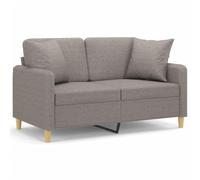 mtlskopl Canapé 2 Places en Tissu Taupe, Canapé de Salon Moderne avec 2 Oreillers Décoratifs, Cadre Métal Stable pour Petit Espace, Séjour et Bureau, 138 x 77 x 80 cm