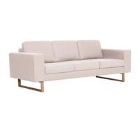 mtlskopl Canapé 3 Places en Tissu Crème, Grand Divan de Salon Moderne avec Coussins Amovibles et Pieds Effet Bois, Sofa Confortable pour Séjour et Bureau, 200 x 82 x 75 cm