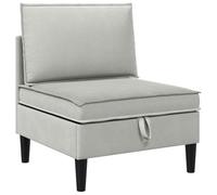 mtlskopl Canapé Central avec Rangement Gris Clair, Chauffeuse Modulable 1 Place en Velours pour Salon, Fauteuil Assise Mousse avec Coffre Intégré, 70 x 70 x 82 cm