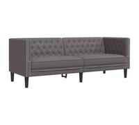 mtlskopl Canapé Chesterfield 3 Places en Similicuir Gris, Grand Divan Capitonné 194 x 74,5 x 70,5 cm avec Pieds Robustes, Fauteuil Confortable pour Salon, Séjour et Bureau