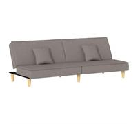 mtlskopl Canapé-Lit Convertible en Tissu Taupe Banquette Clic-Clac pour Salon avec Dossier Réglable Inclinable et 2 Oreillers Inclus Lit de Jour 3 Places 200x89x70 cm