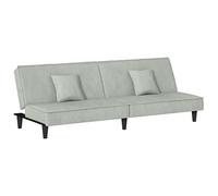 mtlskopl Canapé-Lit Convertible en Velours Gris Clair, Banquette Clic Clac 3 Places pour Salon et Chambre d'amis, Dossier Inclinable avec 2 Oreillers Inclus, 200 x 89 x 70 cm