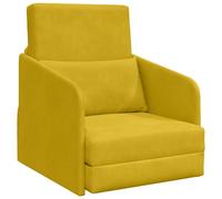 mtlskopl Canapé-Lit Convertible Jaune en Velours, Chauffeuse 1 Place Modulable avec Accoudoirs Plats, Fauteuil Lit d'Appoint pour Salon et Chambre, 65 x 80 x 83 cm