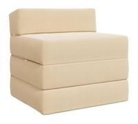 mtlskopl Canapé-Lit Pliable 1 Place Crème, Chauffeuse Convertible en Velours Côtelé, Matelas de Sol pour Invités et Salon, Lit d'Appoint Pliant 2-en-1, 200 x 70 x 15 cm