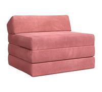 mtlskopl Canapé-lit pliable 2 en 1 en velours rose 200 x 70 x 10 cm, matelas pliable et fauteuil convertible, matelas pliable peu encombrant avec housse amovible pour invités et salon