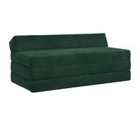 mtlskopl Canapé-lit Pliable 2 Places, Chauffeuse Convertible en Matelas de Sol 120 x 60 x 49 cm, Lit d'Appoint en Tissu Polyester et Mousse pour Salon et Chambre, Vert Foncé