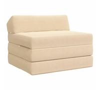 mtlskopl Canapé-Lit Pliable Crème 200x70x10 cm, Matelas de Sol Convertible 2-en-1 en Velours Côtelé, Fauteuil Chauffeuse Monoplace pour Salon, Chambre et Couchage d'Appoint