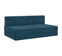 mtlskopl Canapé-Lit Pliant 2 Places Bleu 203 x 152 x 15 cm, Chauffeuse Convertible en Velours et Mousse, Matelas Pliable de Sol pour Salon, Bureau et Chambre d'amis
