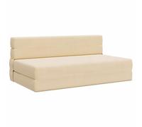 mtlskopl Canapé-Lit Pliant 2 Places, Chauffeuse Convertible en Velours Côtelé Crème, Matelas d'Appoint Pliable de 203 x 152 x 15 cm pour Salon, Chambre ou Studio