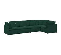 mtlskopl Canapé Modulable 5 Places en Velours Vert Foncé, Grand Canapé d'angle de Salon avec Coussins, Structure en Métal et Bois, Modulaire et Ajustable, 400 x 200 x 64 cm