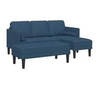 mtlskopl Canapé Modulable en L 3 Places avec Pouf Repose-Pieds, Ensemble de Canapés Modernes de Salon en Tissu Polyester et Cadre en Bois Solide, Charge Max 550 kg, Bleu