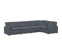 mtlskopl Canapé Modulaire 5 Places en Velours Gris Foncé, Grand Canapé d'angle de Salon Composable avec Structure en Métal et Coussins Confortables, 417 x 217 x 64 cm