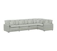 mtlskopl Canapé modulaire en velours gris clair - Grand paysage de vie 5 pièces avec coussin - Canapé d'angle moderne rembourré pour salon - Ensemble de canapé XXL avec structure en métal 417 x 217 x