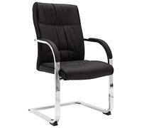 mtlskopl Chaise de bureau cantilever en cuir synthétique noir - Chaise pivotante ergonomique avec accoudoirs et cadre chromé - Chaise de conférence pour bureau, bureau à domicile et salle de réunion