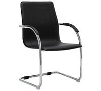 mtlskopl Chaise de bureau cantilever noire - Chaise de bureau ergonomique en cuir synthétique pour bureau et bureau à domicile, chaise de conférence moderne avec accoudoirs et structure en fer chromé