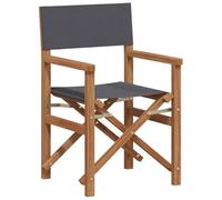 mtlskopl Chaise de réalisateur pliante grise 55 x 54 x 85 cm en bois massif teck design moderne robuste et durable pour jardin, balcon, terrasse et salon