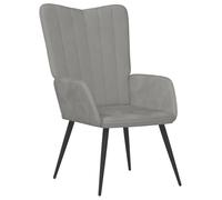 mtlskopl Chaise de Relaxation en Velours Gris Clair Fauteuil de Salon | Fauteuil design capitonné avec pieds en acier robuste pour le salon, la chambre ou le bureau.
