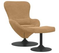 mtlskopl Chaise Oeuf Pivotante avec Pouf en Velours Marron | Fauteuil de salon pivotant à 360 degrés avec repose-pieds incurvé en velours doux et structure en métal stable.