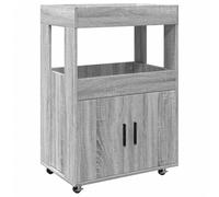 mtlskopl Chariot de Bar Sonoma Gris 60x39,5x89 cm, Desserte de Cuisine Mobile en Bois d'Ingénierie avec 2 Portes, Étagères et roulettes pour Salon et Salle à Manger