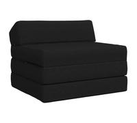 mtlskopl Chauffeuse Convertible 1 Place, Canapé-Lit Pliable en Tissu Noir, Matelas Pliant en Mousse 200x70x10 cm, Lit d'Appoint Déhoussable Gain de Place pour Chambre et Salon